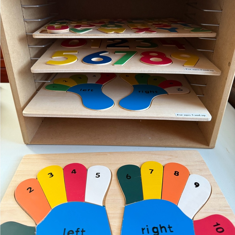 Wooden Kids Letter, Number, Color Learning Puzzle - Multicolor